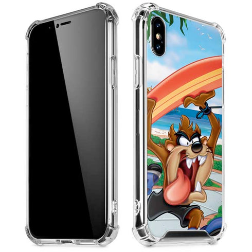 Looney Tunes Tasmanian Devil Surfboard iPhone XS Max Clear Case