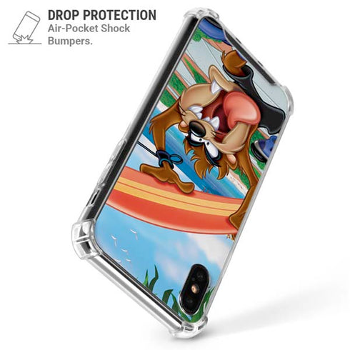 Looney Tunes Tasmanian Devil Surfboard iPhone XS Max Clear Case