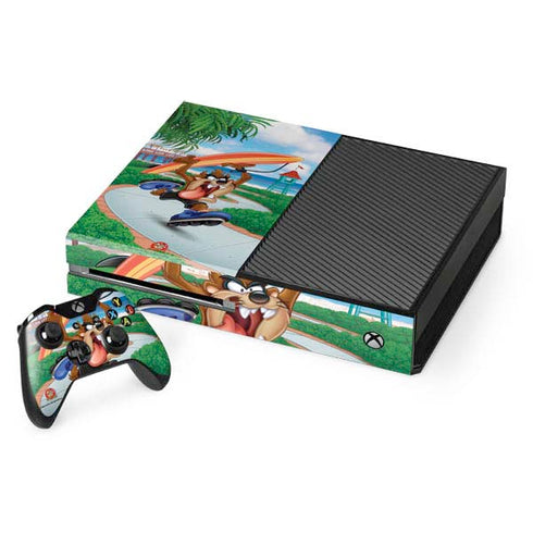Looney Tunes Tasmanian Devil Surfboard Xbox One Console and Controller Bundle Skin