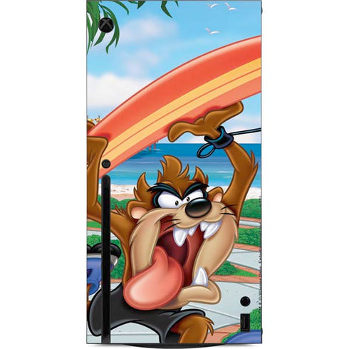 Looney Tunes Tasmanian Devil Surfboard Xbox Series X Console Skin