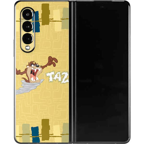 Looney Tunes Tasmanian Devil Swirl Cream Galaxy Z Fold3 5G Skin