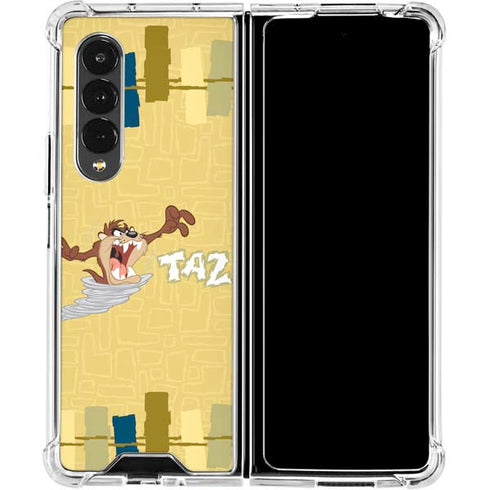 Looney Tunes Tasmanian Devil Swirl Cream Galaxy Z Fold4 5G Clear Case