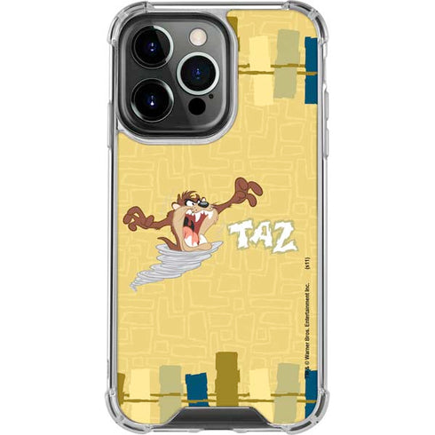 Looney Tunes Tasmanian Devil Swirl Cream iPhone 15 Pro Clear Case