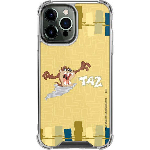 Looney Tunes Tasmanian Devil Swirl Cream iPhone 14 Pro Max Clear Case