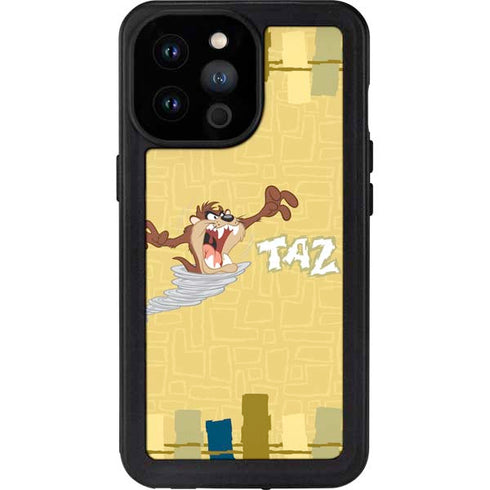 Looney Tunes Tasmanian Devil Swirl Cream iPhone 14 Pro Max Waterproof Case