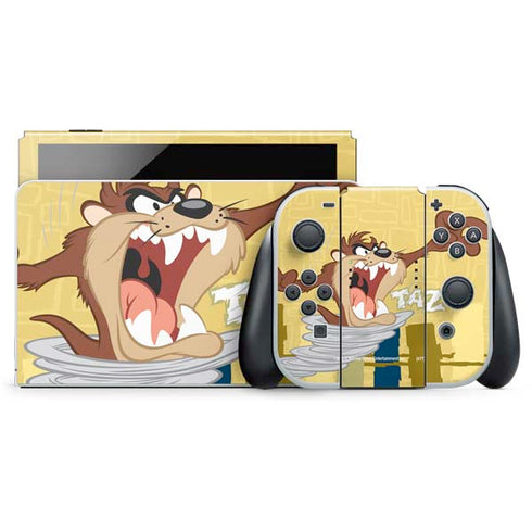 Looney Tunes Tasmanian Devil Swirl Cream Nintendo Switch OLED (2021) Skin