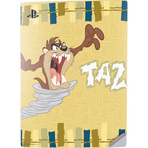 Looney Tunes Tasmanian Devil Swirl Cream PS5 Digital Edition Console Skin