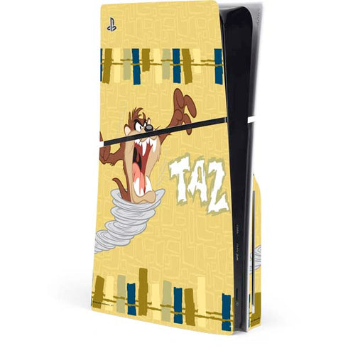 Looney Tunes Tasmanian Devil Swirl Cream PS5 Slim Disk Console Skin