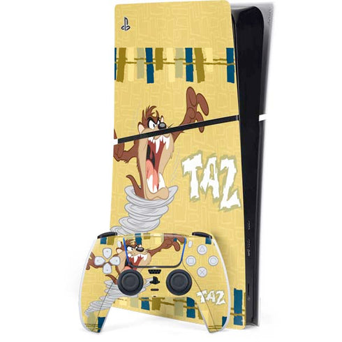 Looney Tunes Tasmanian Devil Swirl Cream PS5 Slim Digital Edition Console Skin