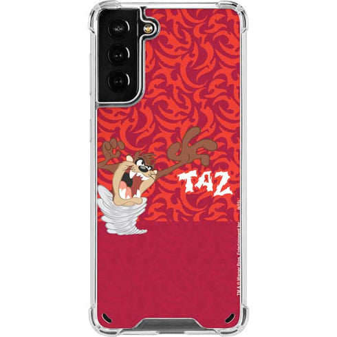 Looney Tunes Tasmanian Devil Swirl Galaxy S21 Plus 5G Clear Case