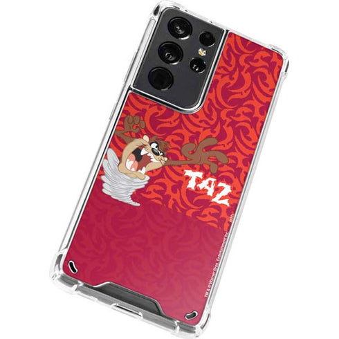 Looney Tunes Tasmanian Devil Swirl Galaxy S21 Ultra 5G Clear Case