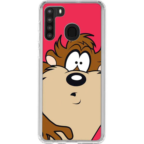 Looney Tunes Tasmanian Devil Zoomed In Galaxy A21 Clear Case