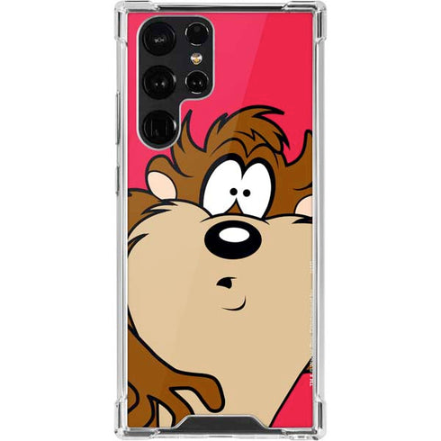 Looney Tunes Tasmanian Devil Zoomed In Galaxy S22 Ultra Clear Case