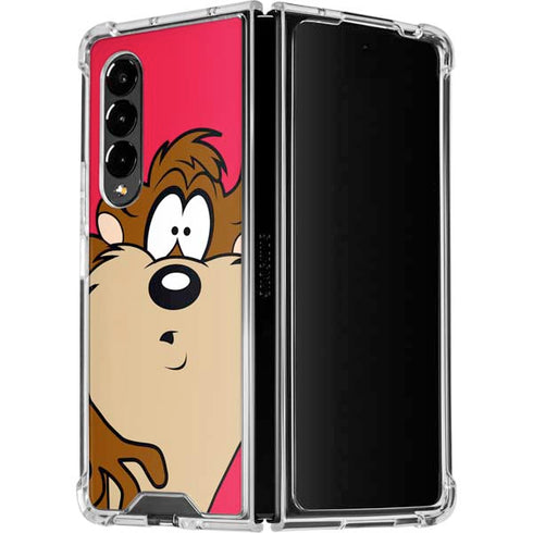 Looney Tunes Tasmanian Devil Zoomed In Galaxy Z Fold4 5G Clear Case