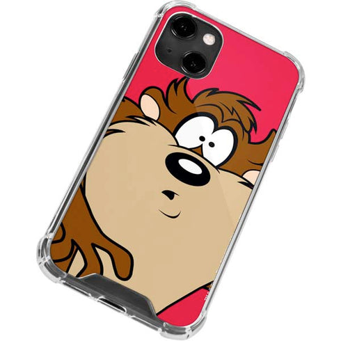 Looney Tunes Tasmanian Devil Zoomed In iPhone 14 Clear Case