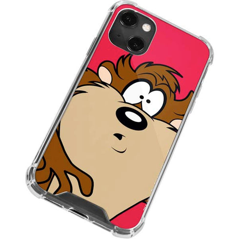 Looney Tunes Tasmanian Devil Zoomed In iPhone 14 Plus Clear Case