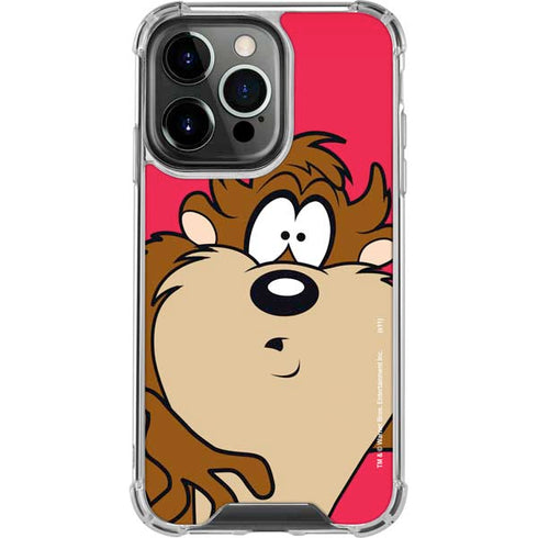 Looney Tunes Tasmanian Devil Zoomed In iPhone 14 Pro Clear Case