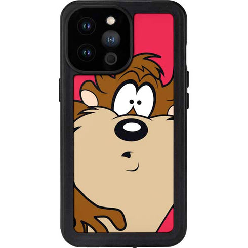 Looney Tunes Tasmanian Devil Zoomed In iPhone 14 Pro Max Waterproof Case