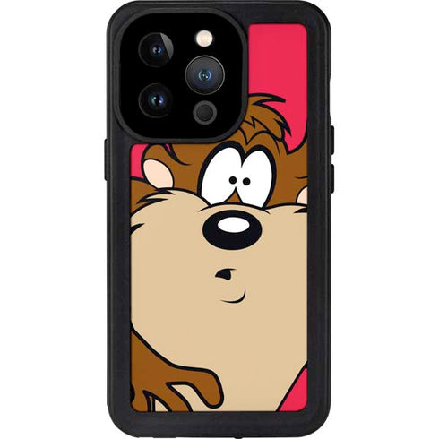 Looney Tunes Tasmanian Devil Zoomed In iPhone 14 Pro Waterproof Case