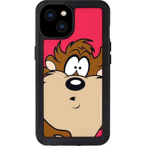 Looney Tunes Tasmanian Devil Zoomed In iPhone 15 Plus Waterproof Case