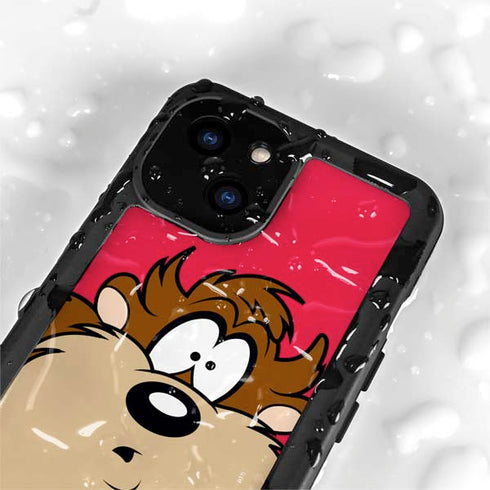 Looney Tunes Tasmanian Devil Zoomed In iPhone 15 Plus Waterproof Case