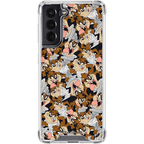 Looney Tunes Taz Super Sized Pattern Galaxy S21 5G Clear Case