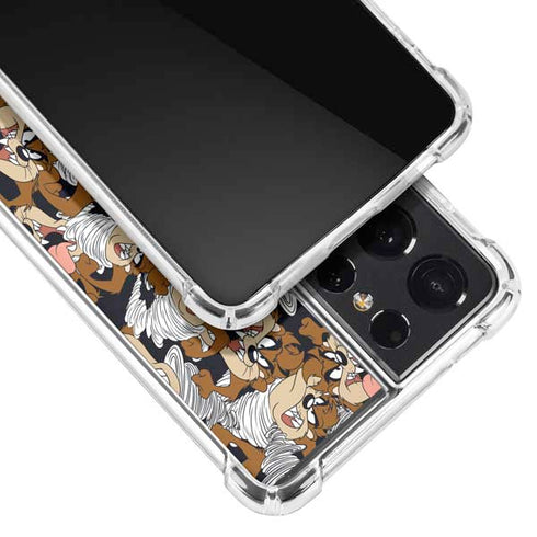 Looney Tunes Taz Super Sized Pattern Galaxy S21 Ultra 5G Clear Case