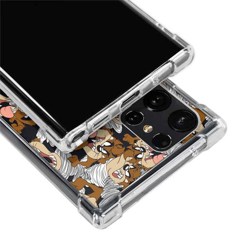 Looney Tunes Taz Super Sized Pattern Galaxy S22 Ultra Clear Case