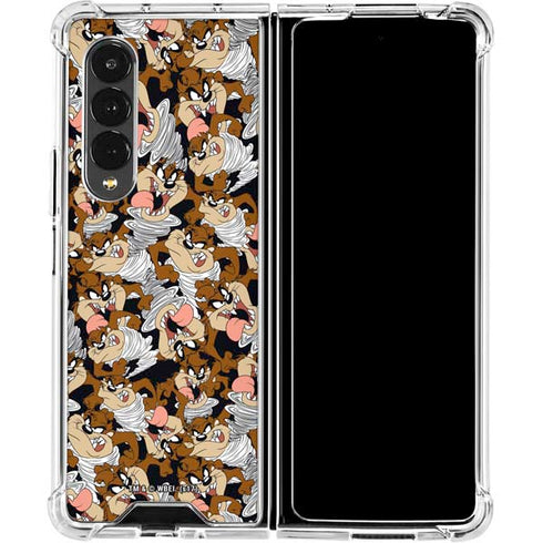 Looney Tunes Taz Super Sized Pattern Galaxy Z Fold4 5G Clear Case