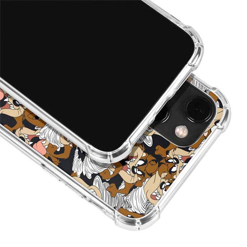 Looney Tunes Taz Super Sized Pattern iPhone 13 Mini Clear Case