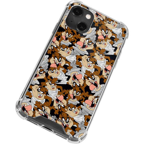 Looney Tunes Taz Super Sized Pattern iPhone 13 Mini Clear Case