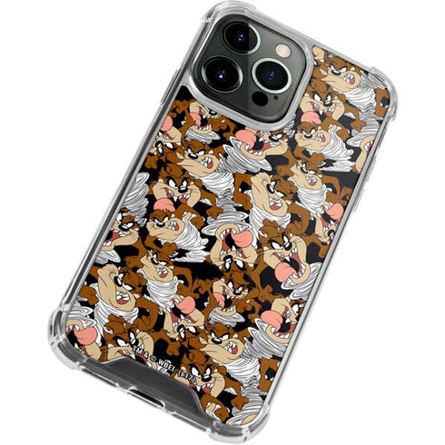 Looney Tunes Taz Super Sized Pattern iPhone 13 Pro Clear Case