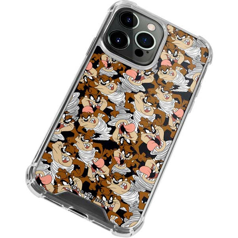 Looney Tunes Taz Super Sized Pattern iPhone 13 Pro Max Clear Case