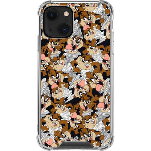 Looney Tunes Taz Super Sized Pattern iPhone 14 Clear Case