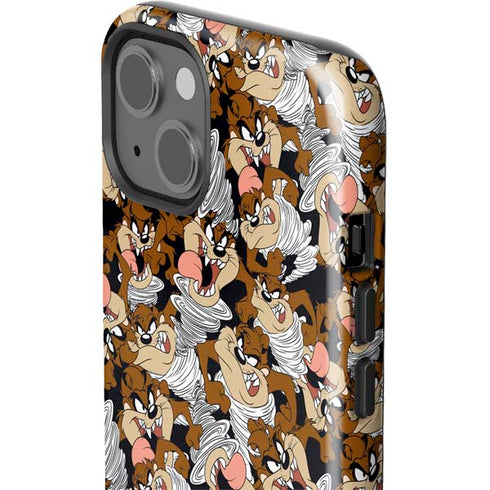 Looney Tunes Taz Super Sized Pattern iPhone 14 Plus Impact Case