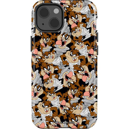 Looney Tunes Taz Super Sized Pattern iPhone 15 Impact Case