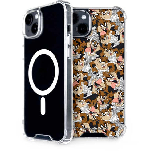 Looney Tunes Taz Super Sized Pattern iPhone 15 Plus MagSafe Case