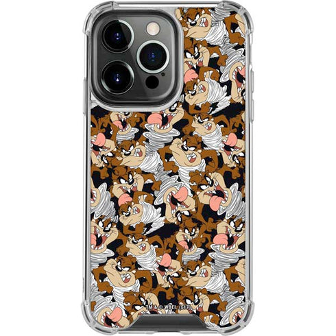 Looney Tunes Taz Super Sized Pattern iPhone 15 Pro Clear Case
