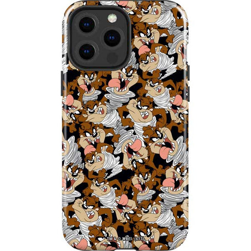 Looney Tunes Taz Super Sized Pattern iPhone 15 Pro Max Impact Case