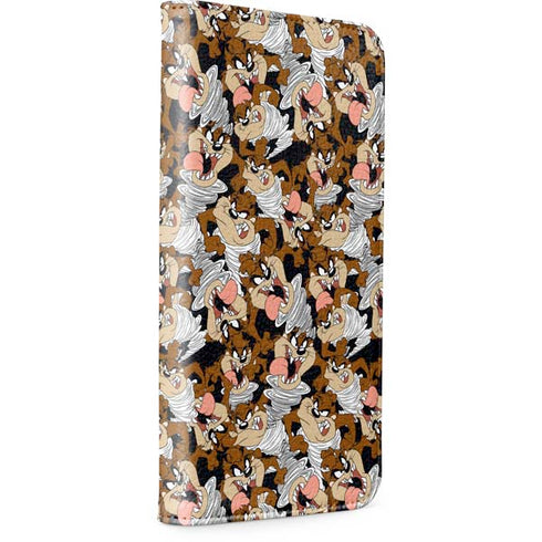 Looney Tunes Taz Super Sized Pattern iPhone 15 Plus Folio Case