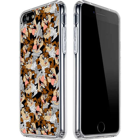 Looney Tunes Taz Super Sized Pattern iPhone SE (2nd & 3rd Gen) Clear Case