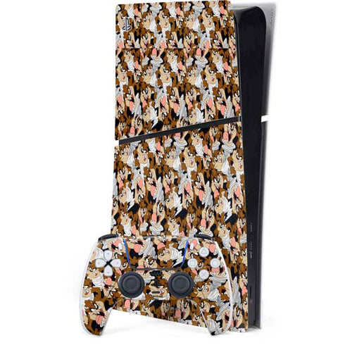 Looney Tunes Taz Super Sized Pattern PS5 Slim Digital Edition Bundle Skin