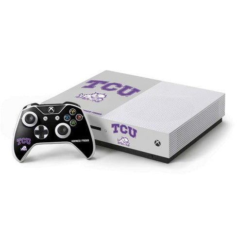 TCU Horned Frogs Logo Xbox One S Console and Controller Bundle Skin