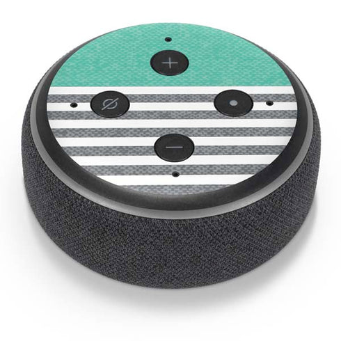 Teal and Grey Stripes Amazon Echo Dot Skin