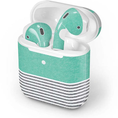 Teal and Grey Stripes Apple AirPods 2 Skin