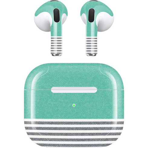 Teal and Grey Stripes Apple AirPods (3rd Gen 2021) Skin