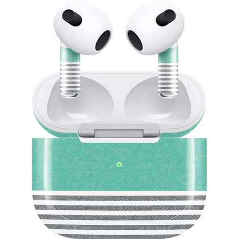 Teal and Grey Stripes Apple AirPods (3rd Gen 2021) Skin