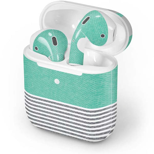 Teal and Grey Stripes Apple AirPods Skin