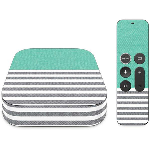 Teal and Grey Stripes Apple TV Skin