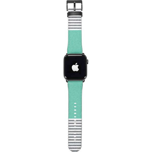 Teal and Grey Stripes Apple Watch Band 38-40mm